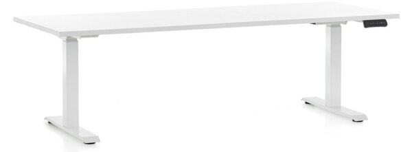 Výškově nastavitelný stůl OfficeTech C, 200 x 80 cm, bílá podnož, bílá