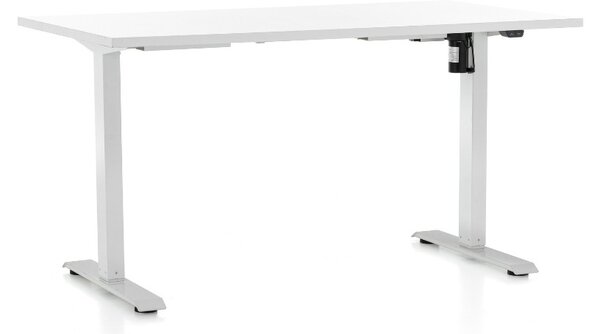 Výškově nastavitelný stůl OfficeTech A, 120 x 80 cm, bílá podnož, bílá