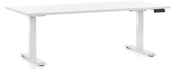 Výškově nastavitelný stůl OfficeTech C, 180 x 80 cm, bílá podnož, bílá