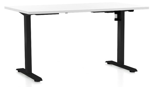Výškově nastavitelný stůl OfficeTech A, 120 x 80 cm, černá podnož, bílá
