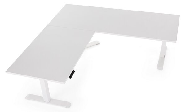 Výškově nastavitelný stůl OfficeTech Angle, 180 x 200 cm, bílá podnož, světle šedá