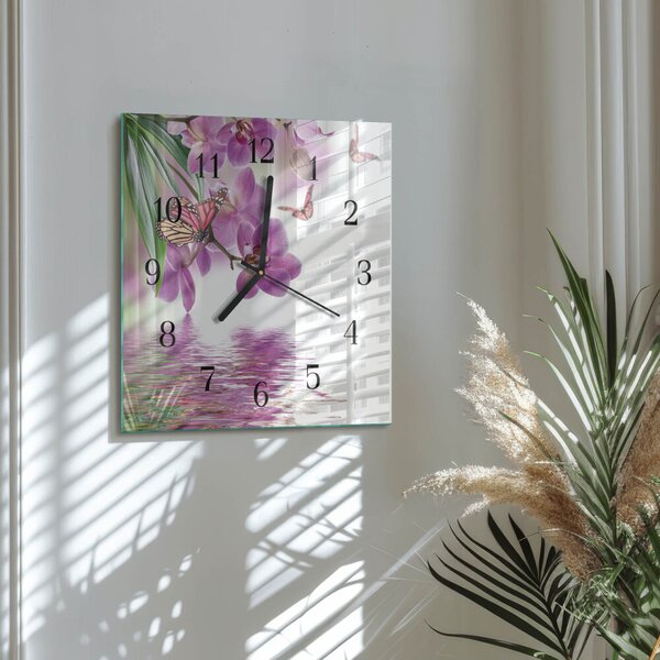 Skleněné hodiny na stěnu Motýli zskc-30x30-00178819