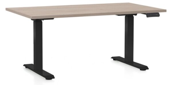 Výškově nastavitelný stůl OfficeTech C, 120 x 80 cm, černá podnož, dub