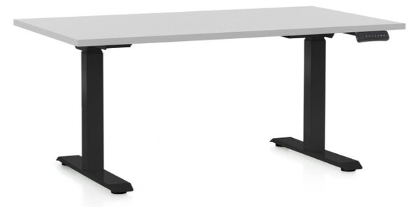 Výškově nastavitelný stůl OfficeTech C, 120 x 80 cm, černá podnož, světle šedá