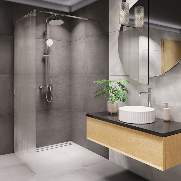 Invena sprchová zástěna walk-in 100 cm chrom polomatný/vzorované sklo AK-32-109