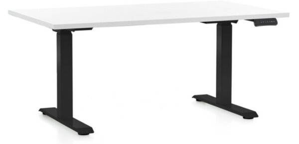 Výškově nastavitelný stůl OfficeTech C, 120 x 80 cm, černá podnož, bílá