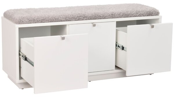 Bílá lakovaná lavice ROWICO CONFETTI 106 cm s úložným prostorem