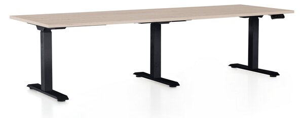 Výškově nastavitelný stůl OfficeTech Long, 240 x 80 cm, černá podnož, dub