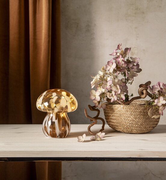 Svítící LED dekorace Funghi Brown Glass 15 cm