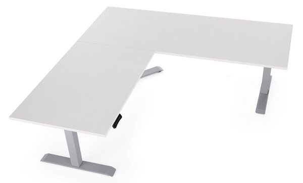 Výškově nastavitelný stůl OfficeTech Angle, 180 x 200 cm, šedá podnož, světle šedá