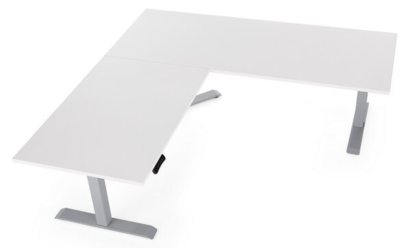 Výškově nastavitelný stůl OfficeTech Angle, 180 x 200 cm, šedá podnož, bílá