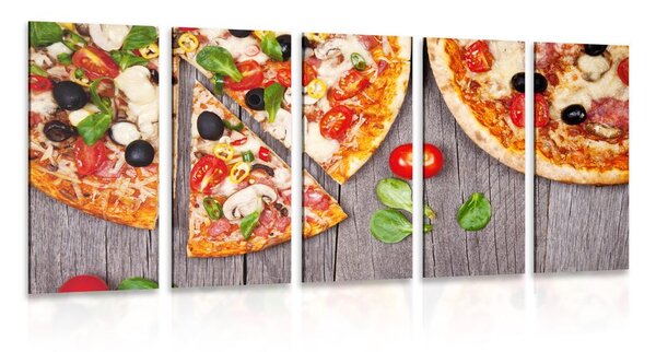 5-dílný obraz pizza