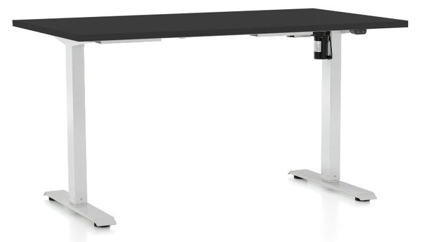 Výškově nastavitelný stůl OfficeTech A, 120 x 80 cm, bílá podnož, černá