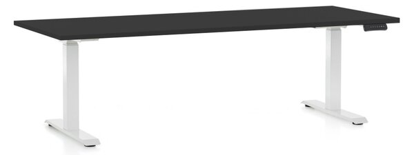 Výškově nastavitelný stůl OfficeTech C, 200 x 80 cm, bílá podnož, černá