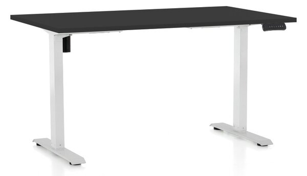 Výškově nastavitelný stůl OfficeTech B, 120 x 80 cm, bílá podnož, černá