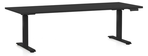 Výškově nastavitelný stůl OfficeTech D, 200 x 80 cm, černá podnož, černá