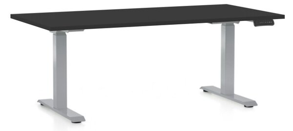 Výškově nastavitelný stůl OfficeTech D, 160 x 80 cm, šedá podnož, černá