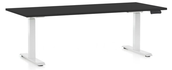 Výškově nastavitelný stůl OfficeTech C, 180 x 80 cm, bílá podnož, černá