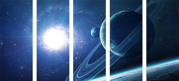 5-dílný obraz planeta ve vesmíru