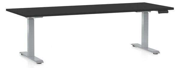 Výškově nastavitelný stůl OfficeTech D, 200 x 80 cm, šedá podnož, černá