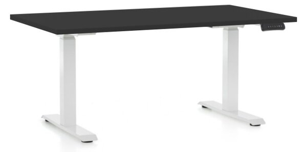 Výškově nastavitelný stůl OfficeTech D, 120 x 80 cm, bílá podnož, černá