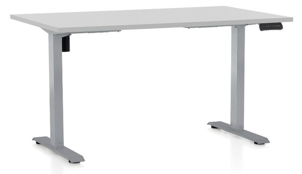 Výškově nastavitelný stůl OfficeTech B, 120 x 80 cm, šedá podnož, světle šedá