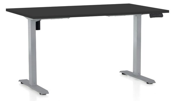 Výškově nastavitelný stůl OfficeTech B, 120 x 80 cm, šedá podnož, černá