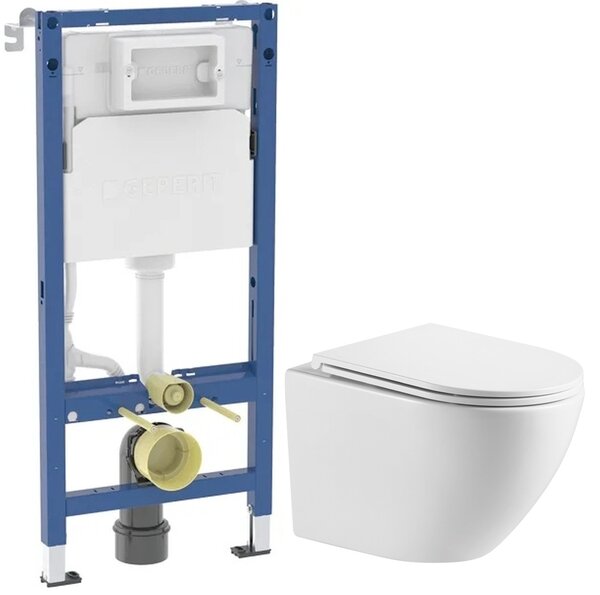 Sada podomítkový WC modul Geberit Duofix 111.170.00.2, WC mísa se sedátkem s pomalým sklápěním Omnires Ottawa OTTAWAMWBP