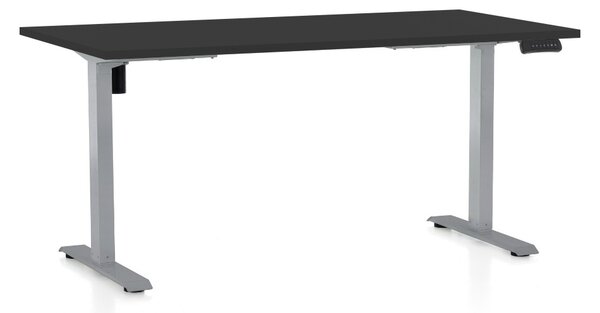 Výškově nastavitelný stůl OfficeTech B, 160 x 80 cm, šedá podnož, černá