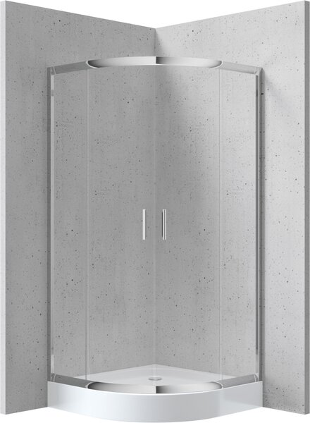 Deante Funkia sprchový kout s vaničkou 90x90 cm půlkulatá chrom lesk/průhledné sklo KYPZ051K