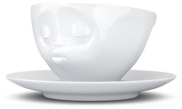 Líbající zamilovaný šálek a podšálek na kávu, cappuccino, čaj 200 ml, 58products (bílý porcelán)