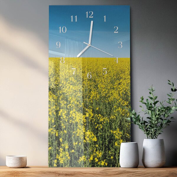 Skleněné hodiny vertikální Pole květin zsppb-30x60-00085197