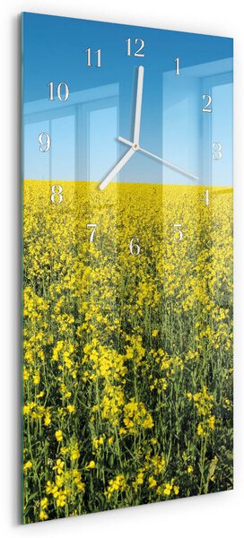 Skleněné hodiny vertikální Pole květin zsppb-30x60-00085197