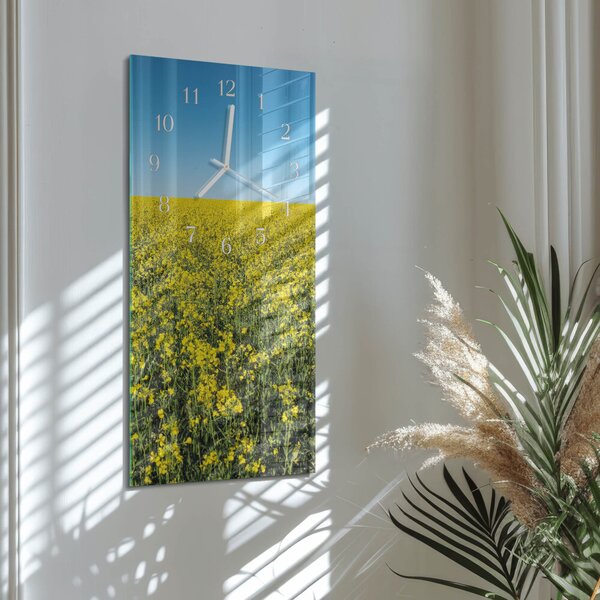 Skleněné hodiny vertikální Pole květin zsppb-30x60-00085197