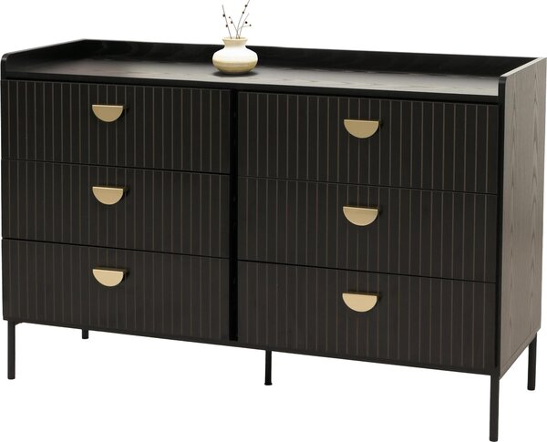 Komoda HWC-O39, skíka s vysokou deskou, 6 zásuvek melamin MDF 80x120x44cm vzhled deva erná