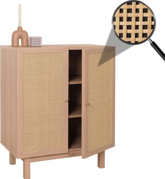 Highboard HWC-M51, komoda skíka píborník, úloné prostory, Kubu ratan 98x79x42cm pírodní