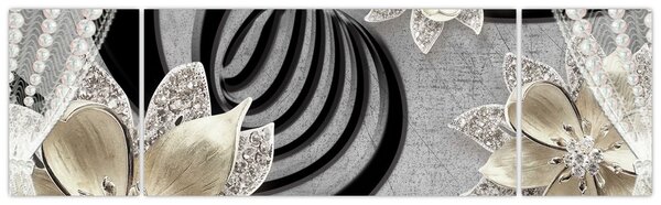Obraz - 3D zlaté květy (170x50 cm)