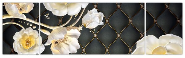 Obraz bílých květů růží (170x50 cm)