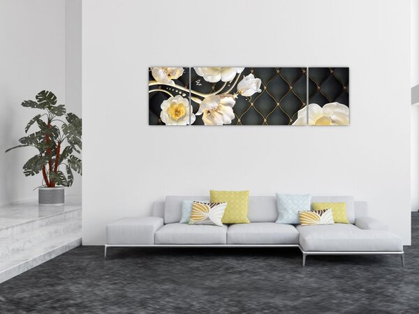Obraz bílých květů růží (170x50 cm)