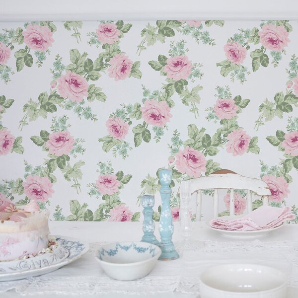 Vliesová tapeta na zeď, růžovo-zelená, květiny, 125111, Shabby Chic by Rachel Ashwell