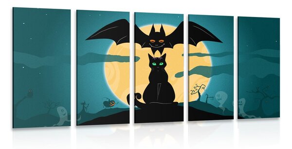 5-dílný obraz přátelská strašidla za úplňku měsíce