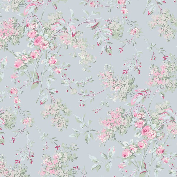 Vliesová tapeta na zeď, modrá, květiny, 125123, Shabby Chic by Rachel Ashwell