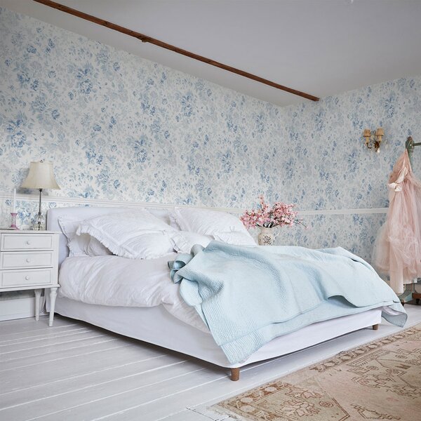 Vliesová tapeta na zeď, modrá, květiny, 125109, Shabby Chic by Rachel Ashwell