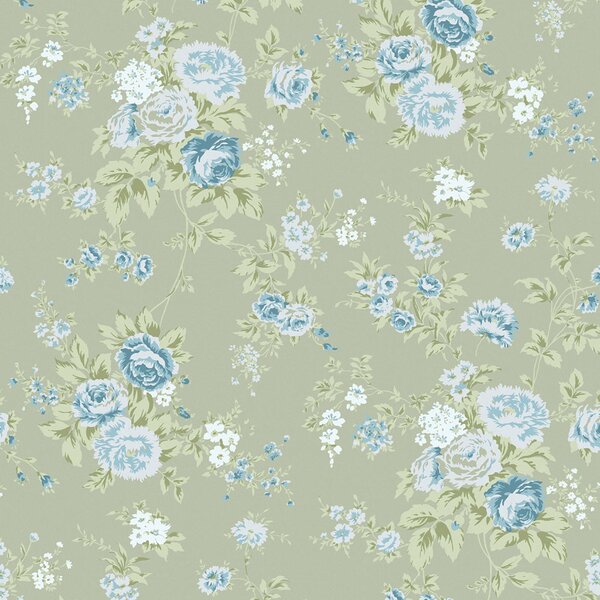 Vliesová tapeta na zeď, zelená, květiny, 125131, Shabby Chic by Rachel Ashwell