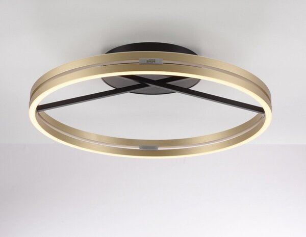 Paul Neuhaus Stropní LED svítidlo PURE Loop, pr.60cm, 7W+30W 2700-5000K, černá/zlatá slonová kost
