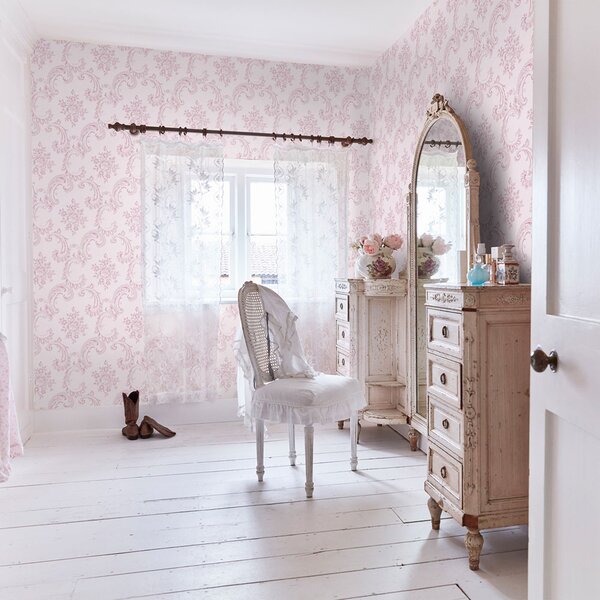 Vliesová tapeta na zeď, růžová, zámecká, ornamenty, 125113, Shabby Chic by Rachel Ashwell
