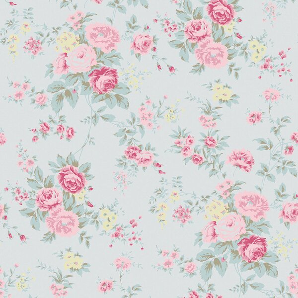 Vliesová tapeta na zeď, modrá, květiny, 125133, Shabby Chic by Rachel Ashwell