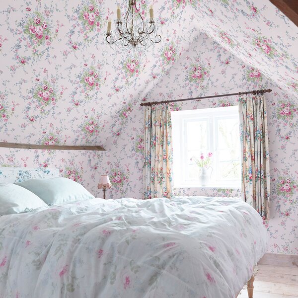 Vliesová tapeta na zeď, růžová, květiny, 125127, Shabby Chic by Rachel Ashwell