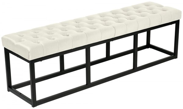 Lavice Polson - samet, černá 150 cm - Krémová