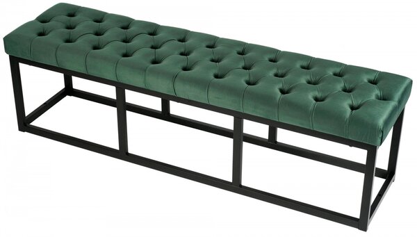 Lavice Polson - samet, černá 150 cm - Zelená